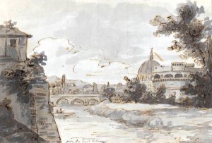 View Of Along The Tiber With The Castel Sant'angelo And St. Peter's To The Right